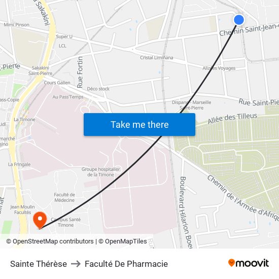 Sainte Thérèse to Faculté De Pharmacie map