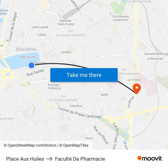 Place Aux Huiles to Faculté De Pharmacie map