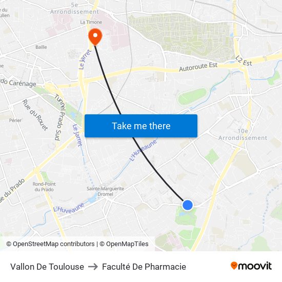 Vallon De Toulouse to Faculté De Pharmacie map