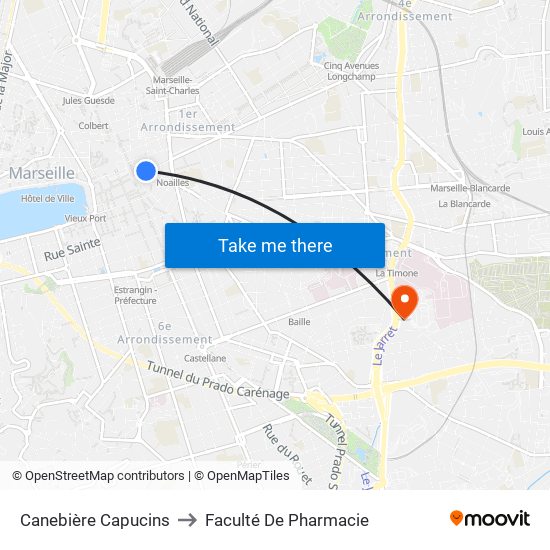 Canebière Capucins to Faculté De Pharmacie map
