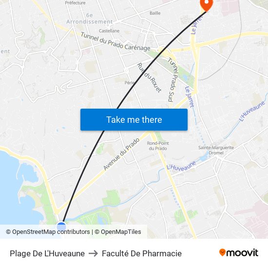 Plage De L'Huveaune to Faculté De Pharmacie map