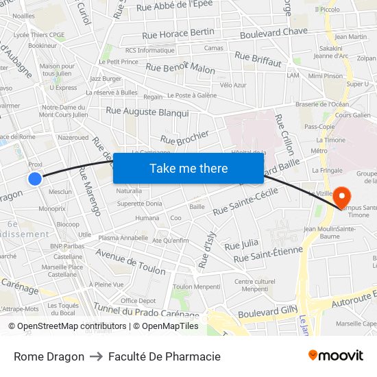 Rome Dragon to Faculté De Pharmacie map