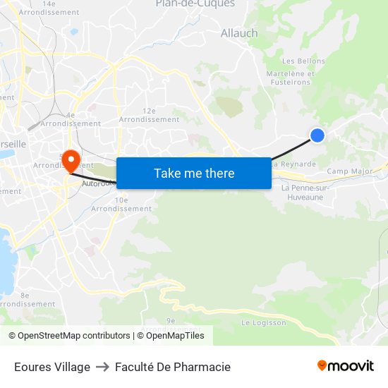 Eoures Village to Faculté De Pharmacie map