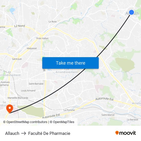 Allauch to Faculté De Pharmacie map