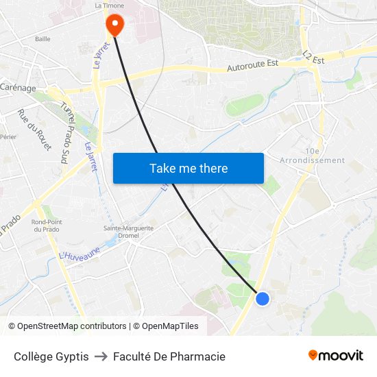 Collège Gyptis to Faculté De Pharmacie map