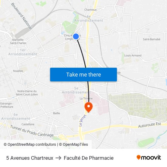 5 Avenues Chartreux to Faculté De Pharmacie map