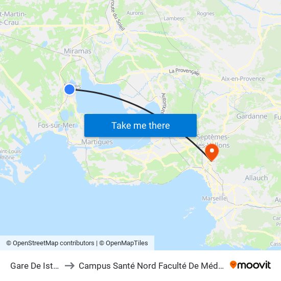 Gare De Istres to Campus Santé Nord Faculté De Médecine map