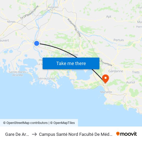 Gare De Arles to Campus Santé Nord Faculté De Médecine map