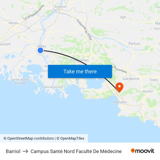 Barriol to Campus Santé Nord Faculté De Médecine map