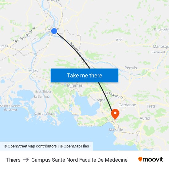 Thiers to Campus Santé Nord Faculté De Médecine map