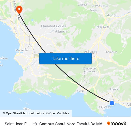 Saint Jean Ecole to Campus Santé Nord Faculté De Médecine map