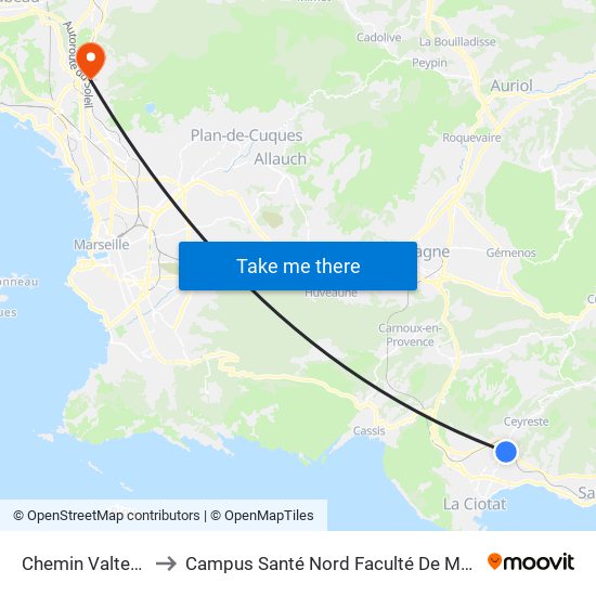 Chemin Valtendre to Campus Santé Nord Faculté De Médecine map