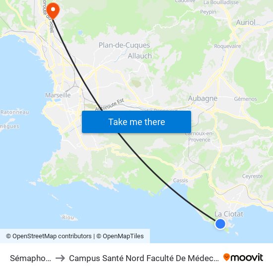 Sémaphore to Campus Santé Nord Faculté De Médecine map