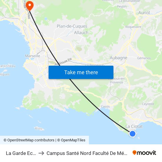 La Garde Ecole to Campus Santé Nord Faculté De Médecine map