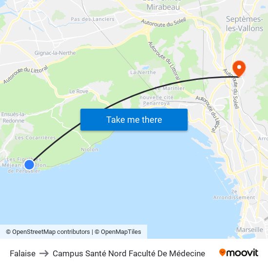 Falaise to Campus Santé Nord Faculté De Médecine map