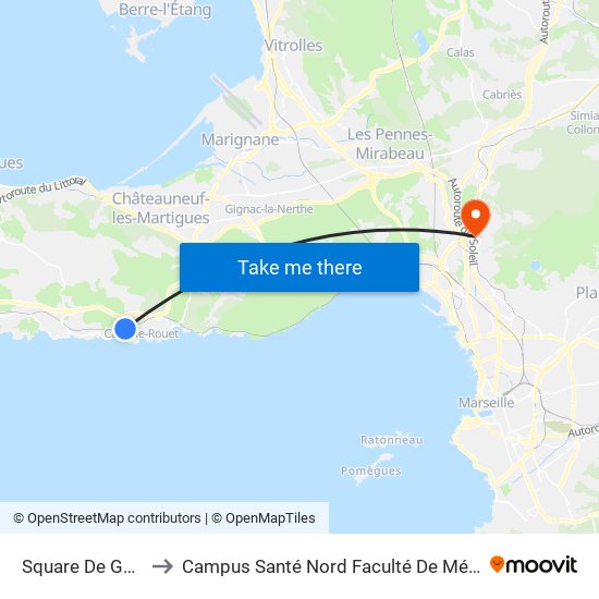 Square De Gaulle to Campus Santé Nord Faculté De Médecine map