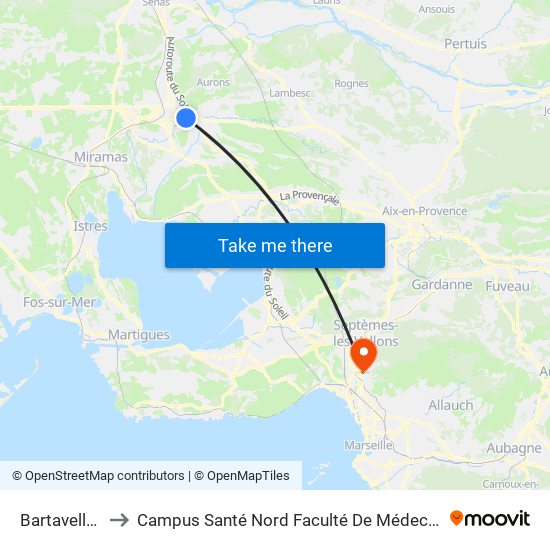 Bartavelles to Campus Santé Nord Faculté De Médecine map