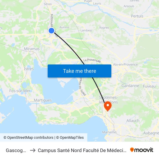 Gascogne to Campus Santé Nord Faculté De Médecine map