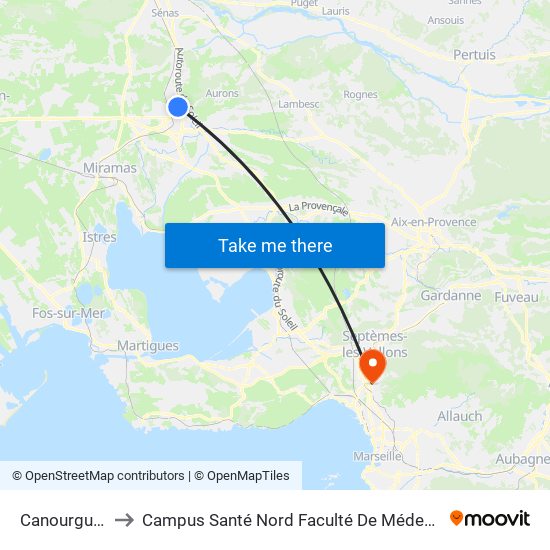 Canourgues to Campus Santé Nord Faculté De Médecine map