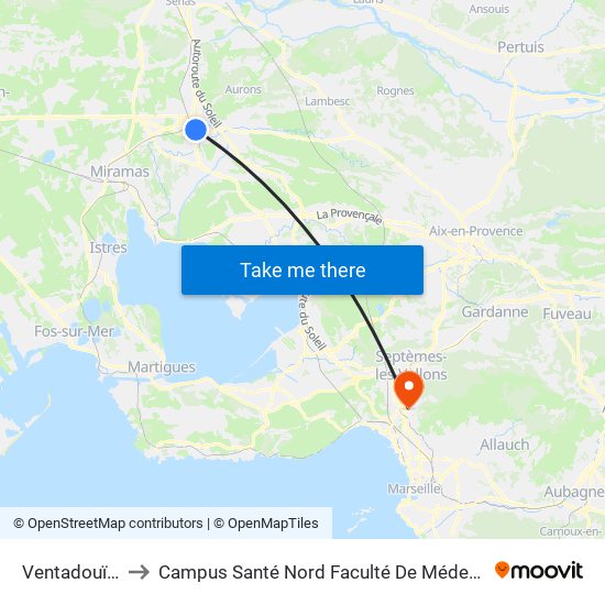 Ventadouïro to Campus Santé Nord Faculté De Médecine map