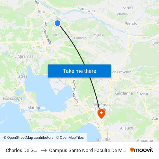 Charles De Gaulle to Campus Santé Nord Faculté De Médecine map