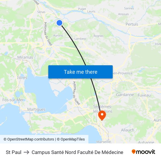 St Paul to Campus Santé Nord Faculté De Médecine map