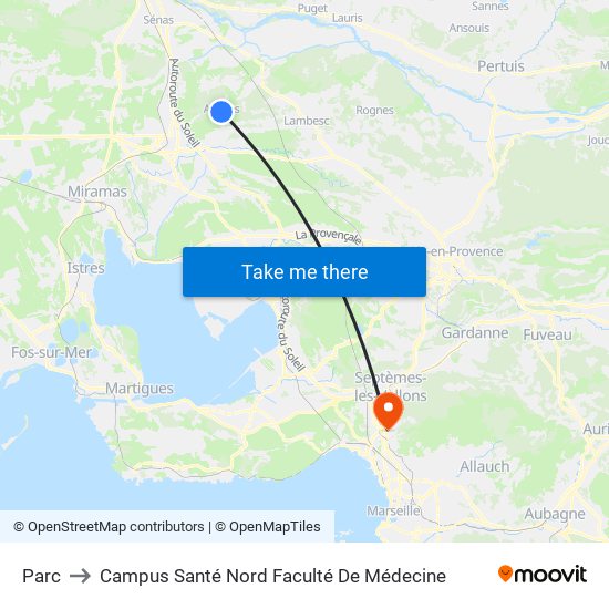 Parc to Campus Santé Nord Faculté De Médecine map