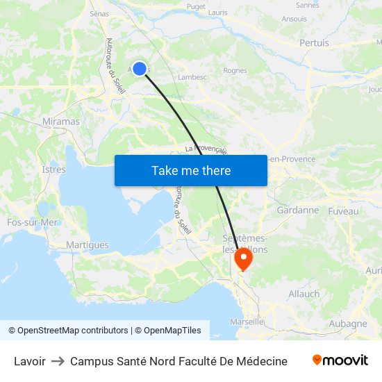 Lavoir to Campus Santé Nord Faculté De Médecine map