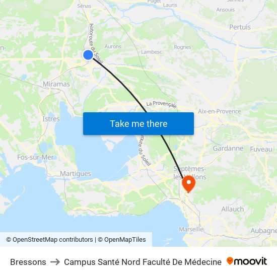 Bressons to Campus Santé Nord Faculté De Médecine map