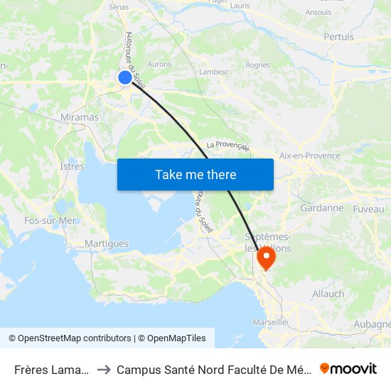 Frères Lamanon to Campus Santé Nord Faculté De Médecine map