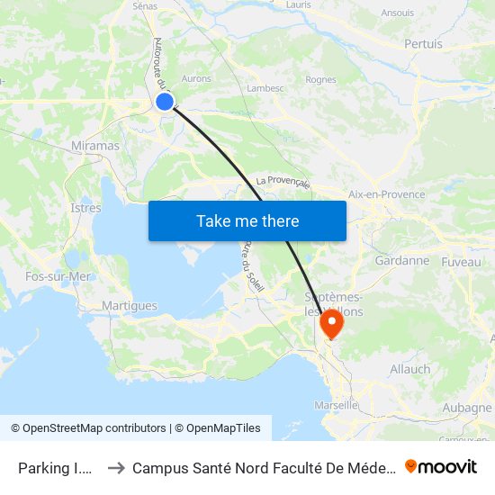 Parking I.U.T. to Campus Santé Nord Faculté De Médecine map