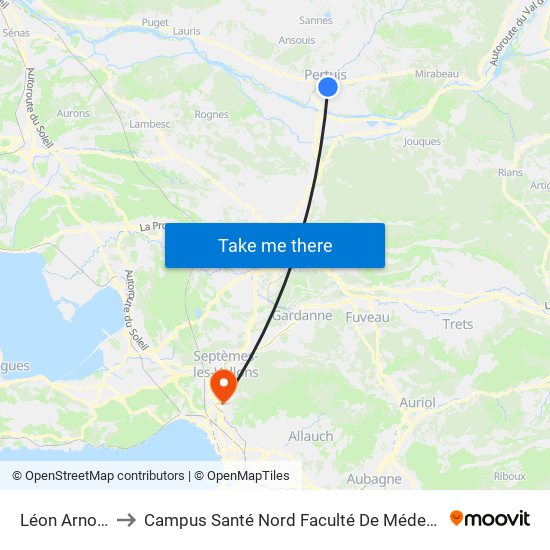 Léon Arnoux to Campus Santé Nord Faculté De Médecine map