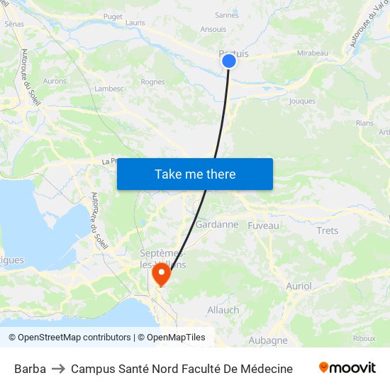 Barba to Campus Santé Nord Faculté De Médecine map