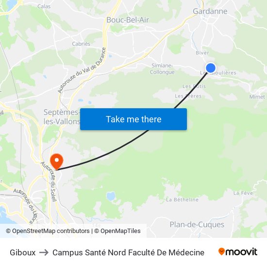 Giboux to Campus Santé Nord Faculté De Médecine map