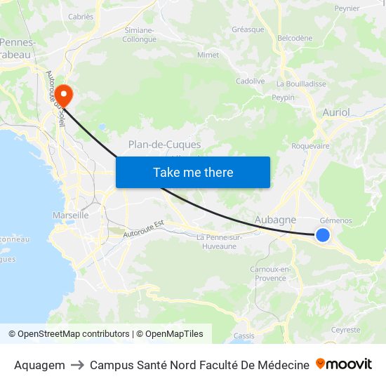 Aquagem to Campus Santé Nord Faculté De Médecine map