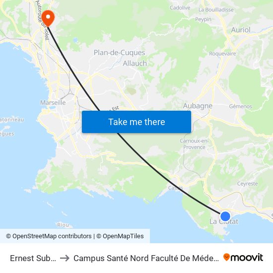 Ernest Subila to Campus Santé Nord Faculté De Médecine map