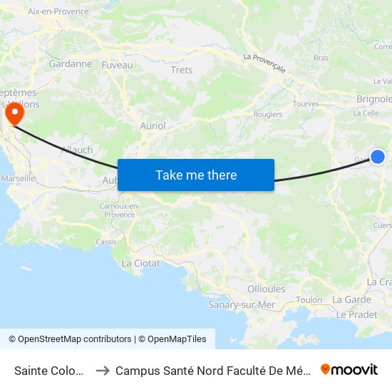 Sainte Colombe to Campus Santé Nord Faculté De Médecine map