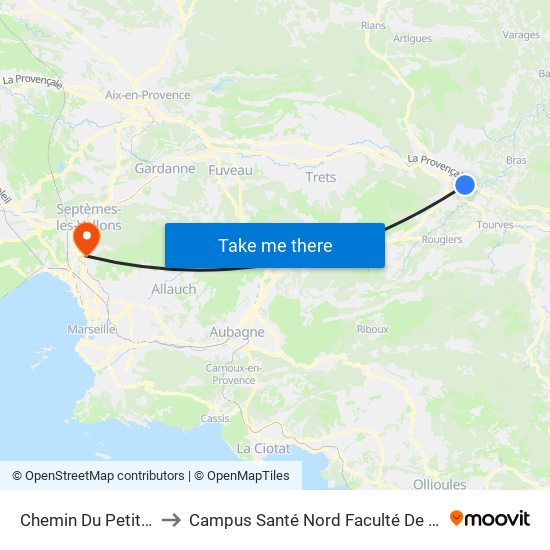 Chemin Du Petit Rayol to Campus Santé Nord Faculté De Médecine map