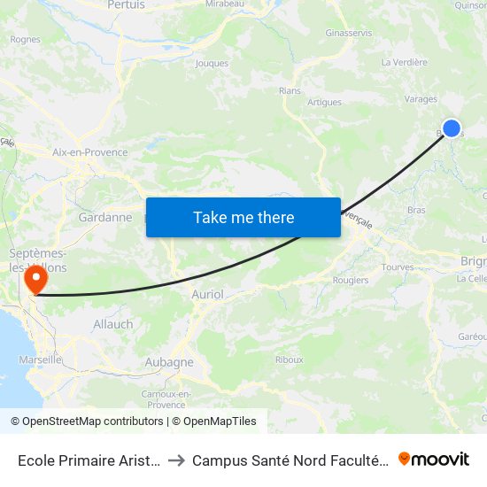 Ecole Primaire Aristide Briand to Campus Santé Nord Faculté De Médecine map