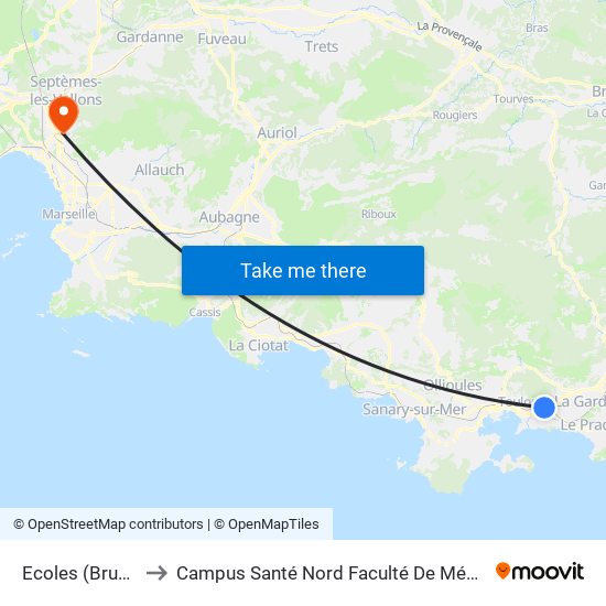 Ecoles (Brunet) to Campus Santé Nord Faculté De Médecine map