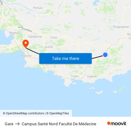 Gare to Campus Santé Nord Faculté De Médecine map