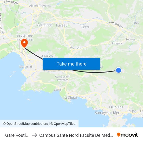 Gare Routiere to Campus Santé Nord Faculté De Médecine map