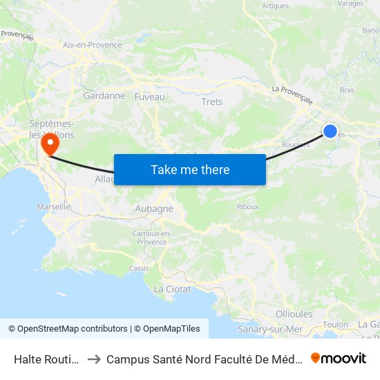 Halte Routiere to Campus Santé Nord Faculté De Médecine map