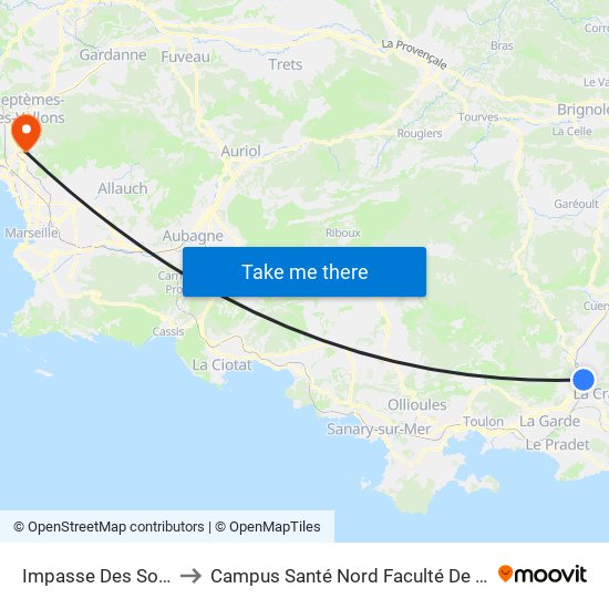 Impasse Des Sorbiers to Campus Santé Nord Faculté De Médecine map