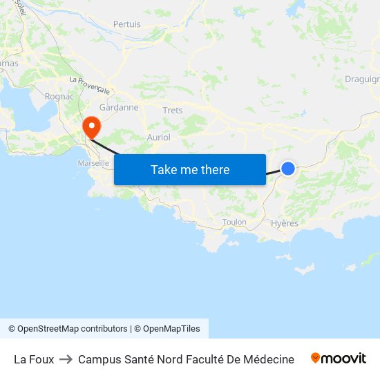 La Foux to Campus Santé Nord Faculté De Médecine map