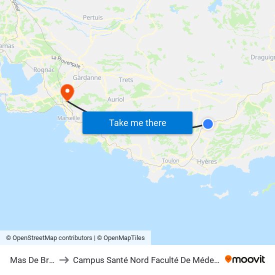 Mas De Brun to Campus Santé Nord Faculté De Médecine map