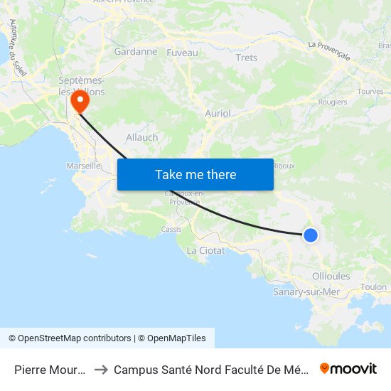 Pierre Mouraou to Campus Santé Nord Faculté De Médecine map