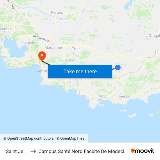 Saint Jean to Campus Santé Nord Faculté De Médecine map