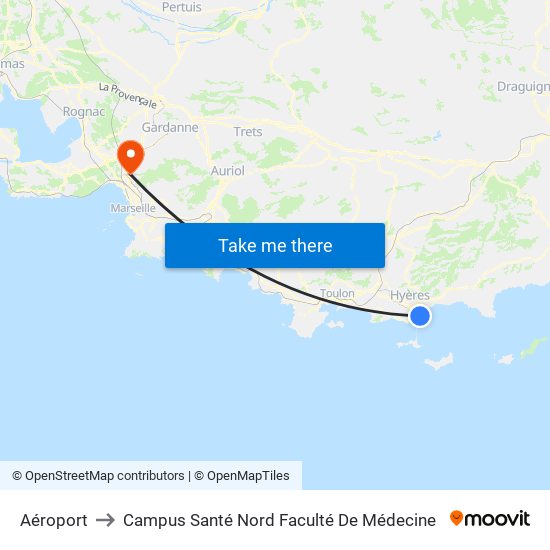 Aéroport to Campus Santé Nord Faculté De Médecine map