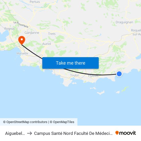 Aiguebelle to Campus Santé Nord Faculté De Médecine map